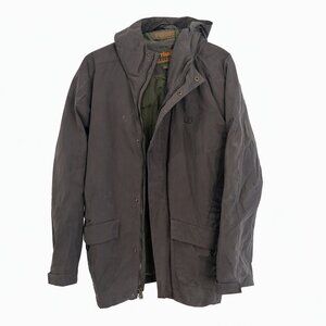 Timberland Weathergear Waterproof Jacket Mens Medium Brown Hooded Outdoor Coat